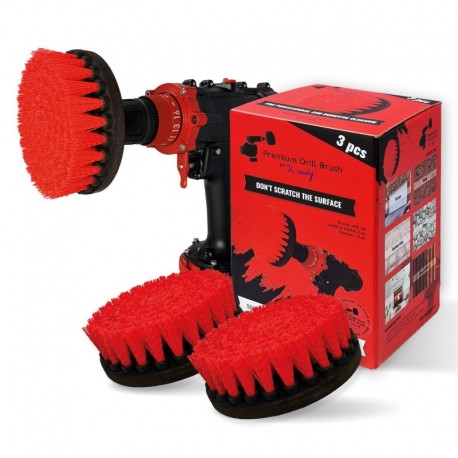 Профессиональная щетка Premium Drill Brush 3шт.- жесткий, красный, 13цм.