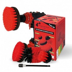 Premium Drill Brush For Professional Cleaning 5pcs.- Stiff, Red, 13 cm