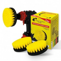 Premium Drill Brush For Professional Cleaning 3pcs. - Medium Soft, Yellow, 13 cm